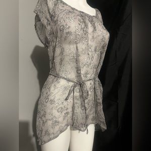 Grey sheer floral top